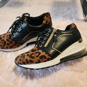 Leopard Print and Black Women's Sneakers